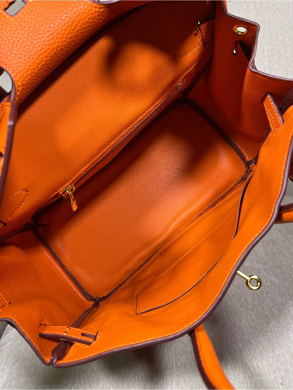 Elegant Orange Leather Top-Handle Satchel